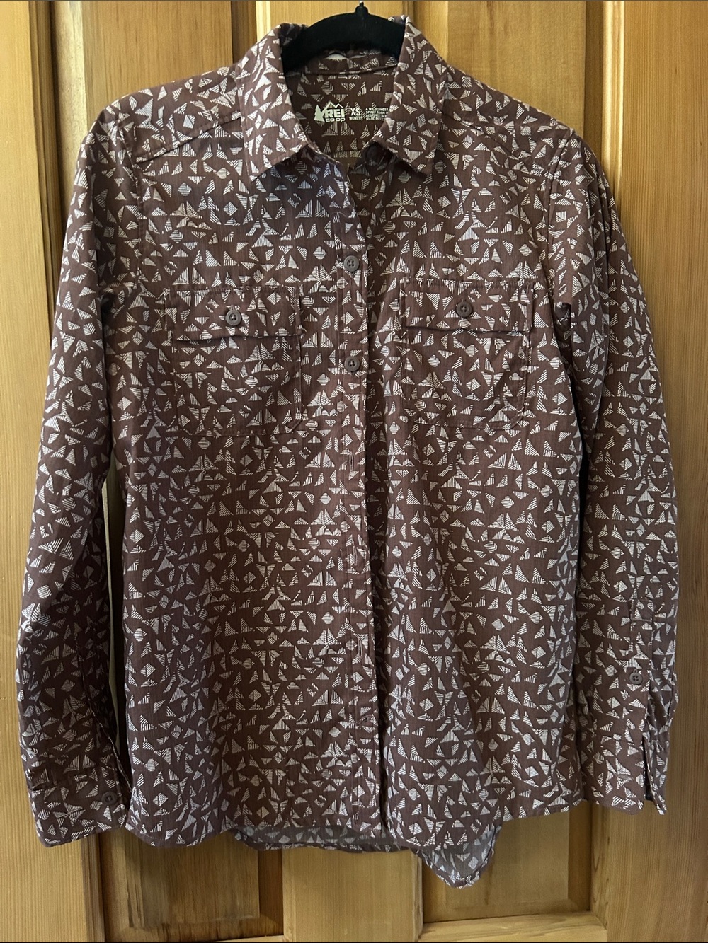 REI Brown Printed Button-Front Women's Shirt